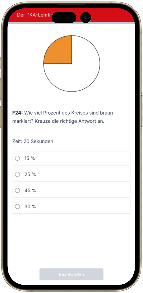 Single-Choice-Frage in der PKA-Lernapp des Apothekerverbands zur Wissensüberprüfung in der Ausbildung.